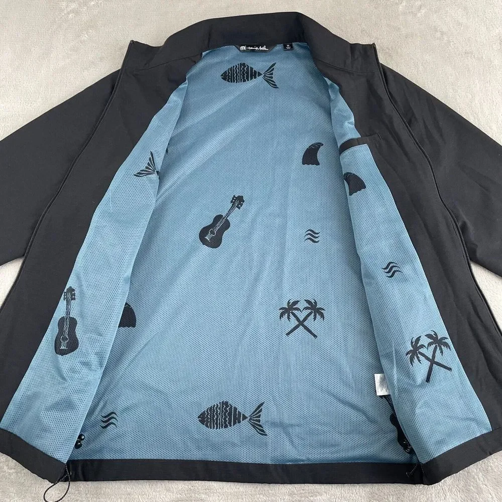 Travis Matthew Golf Jacket‎ Men Medium Black Full Zip Windbreaker Mesh Lined